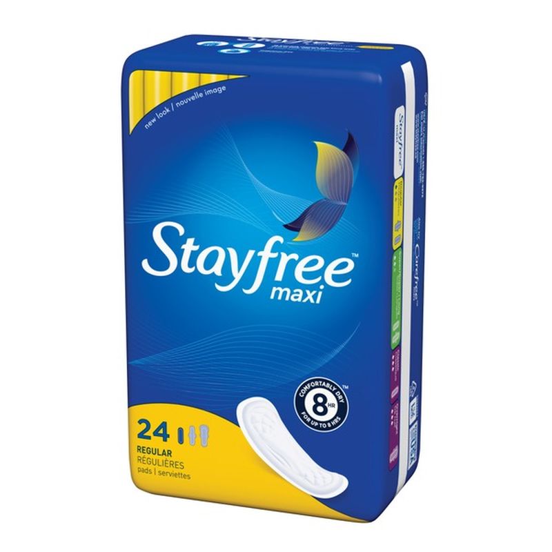 Stayfree Maxi Long Pads without Wings, Unscented, Regular