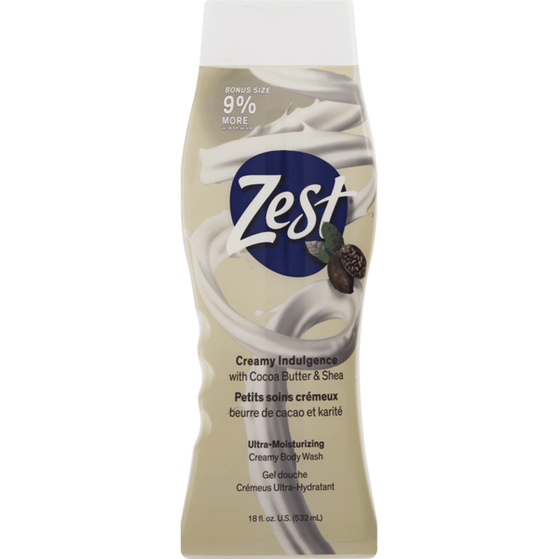 Zest Body Wash, Creamy, UltraMoisturizing, Cocoa Butter & Shea (18 oz