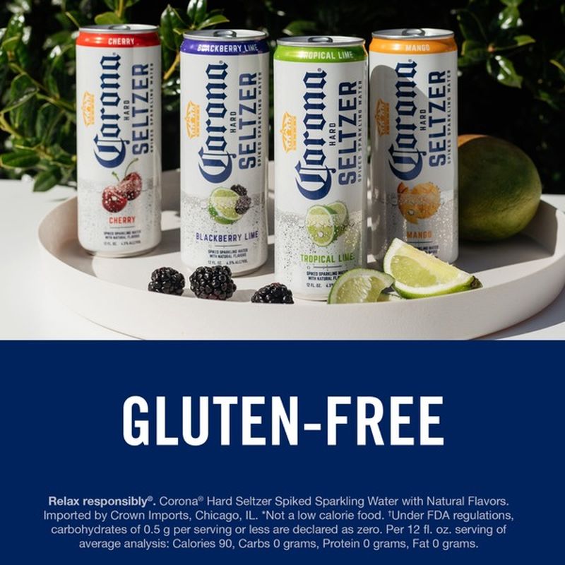 Corona Hard Seltzer Gluten Free Variety Pack with Tropical Lime, Mango