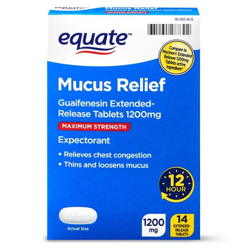 Equate Mucus Relief, Maximum Strength, 1200 mg, ExtendedRelease