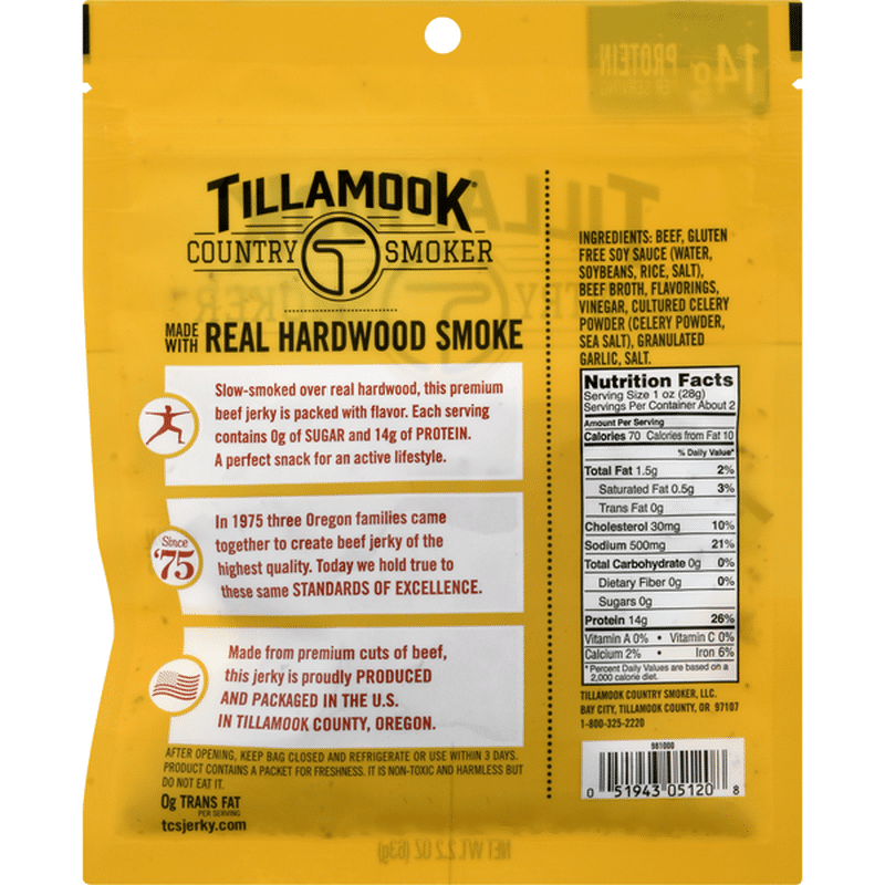 Tillamook Country Smoker Beef Jerky Zero Sugar Original 2 2 Oz Instacart