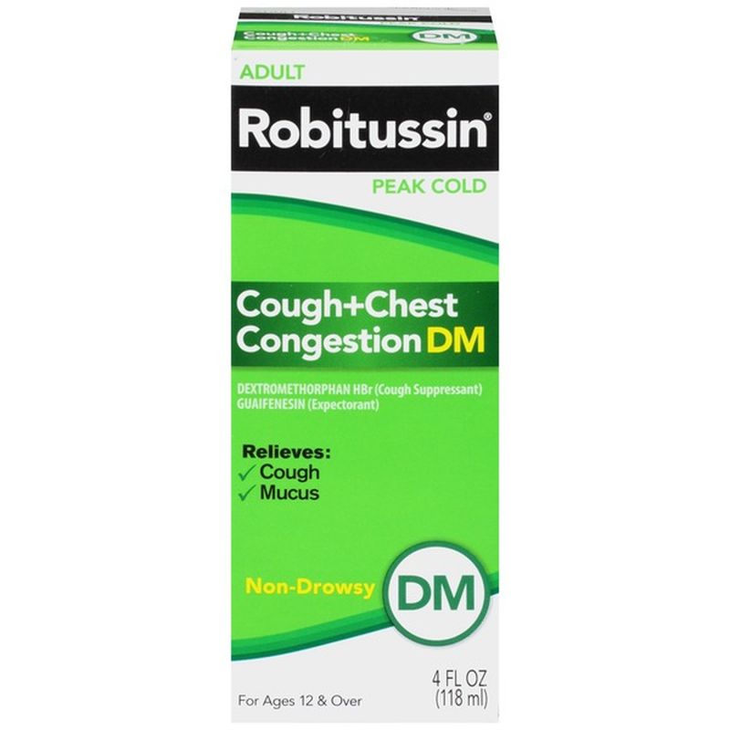 Robitussin Adult Peak Cold Cough + Chest Congestion DM Non ...