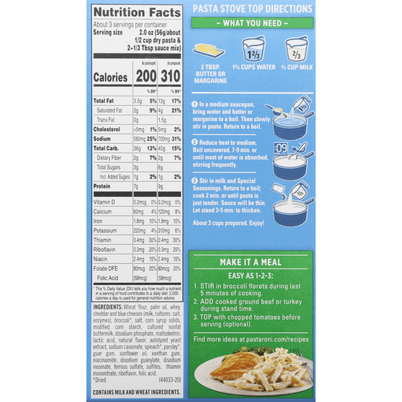 Pasta Roni White Cheddar & Broccoli Flavor Rigatoni (5.5 oz) Delivery ...