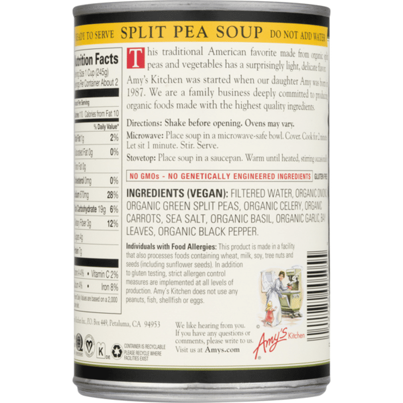 Amy's Amy’s Organic Split Pea Soup, Low Fat, 14.1 oz. (14.1 oz) from