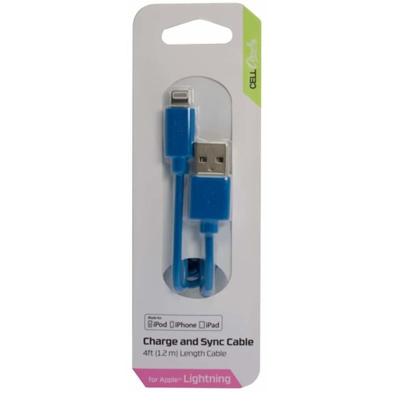 CellCandy 4' Blue Charger & Sync Cable