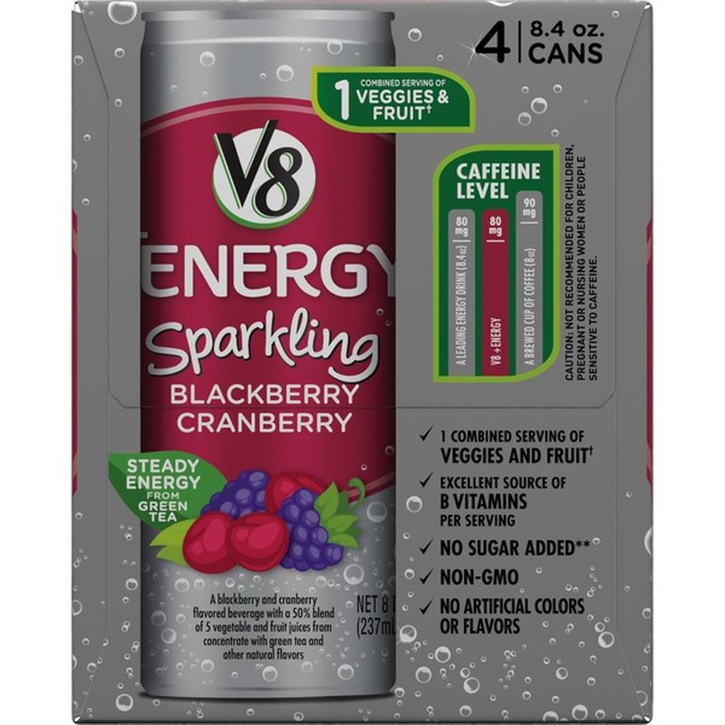 V8® Sparkling Healthy Energy Drink, Natural Energy From Tea, Blackberry ...