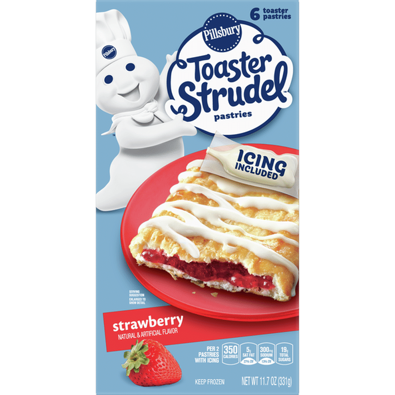 Pillsbury Toaster Strudel, Strawberry, Frozen Pastries, 6 Count (6 ct