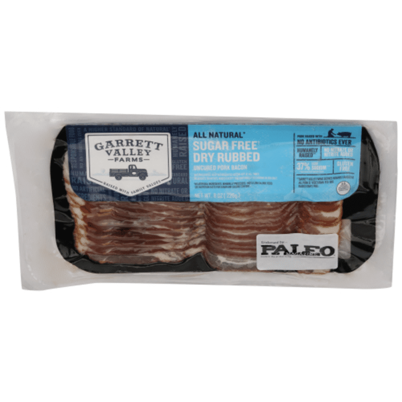Garrett Valley Sugar Free Dry Rubbed Uncured Pork Bacon