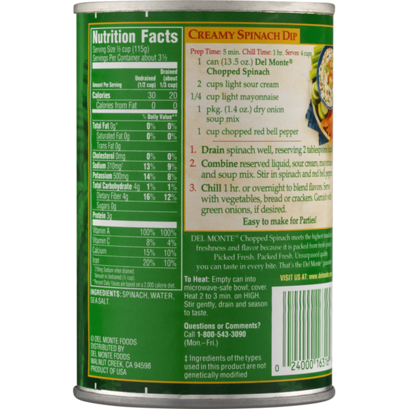 Del Monte Fresh Cut Chopped Spinach (13.5 oz) from ...