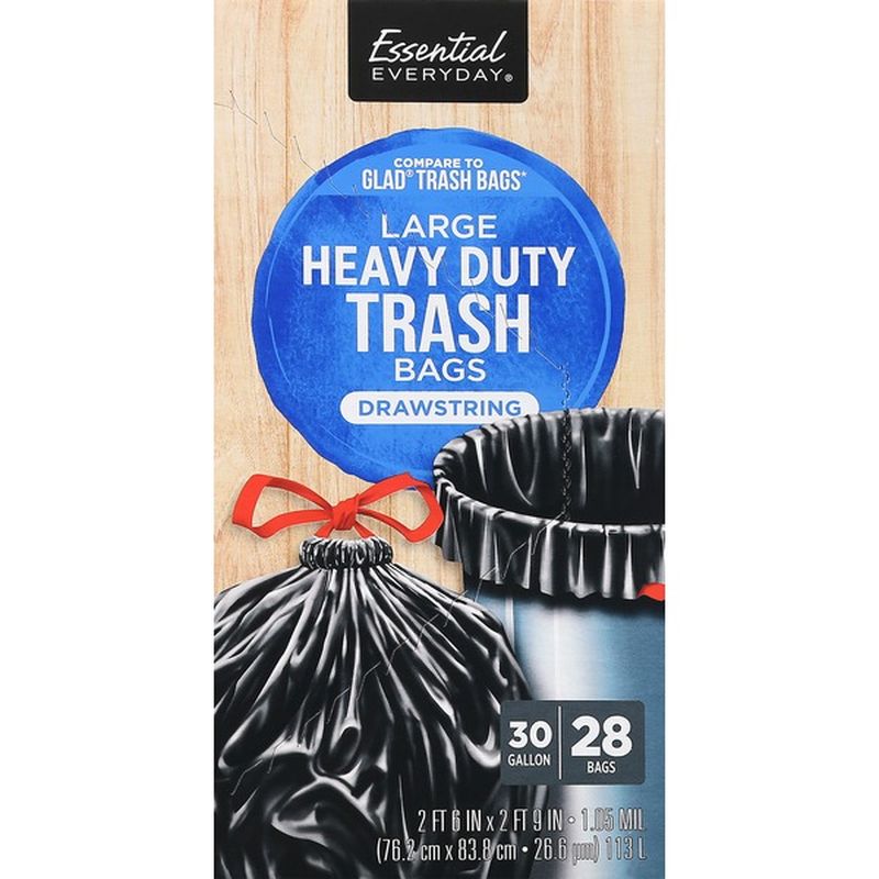 Essential Everyday Large Heavy Duty Drawstring Trash Bags (28 each