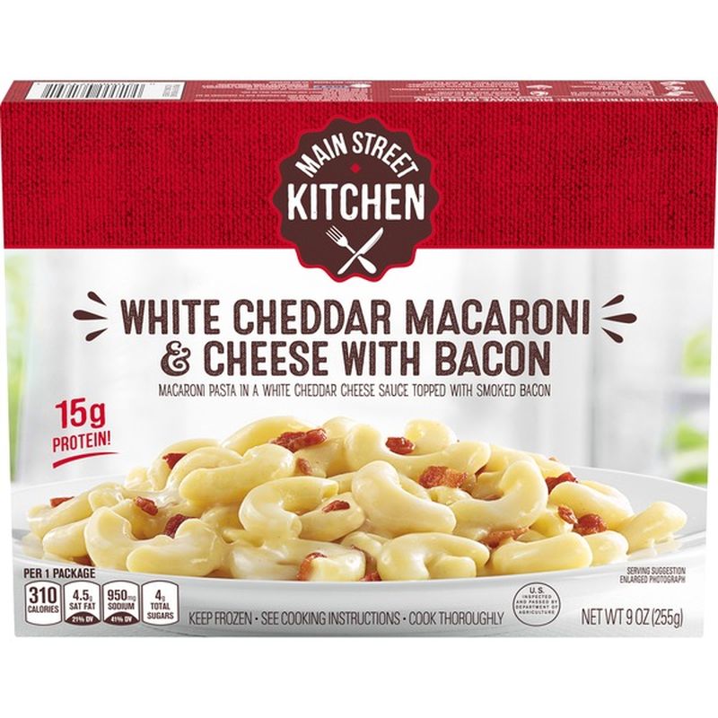 Main Street Kitchen White Cheddar Macaroni Cheese Pasta With Bacon Frozen Meal 9 Oz Instacart