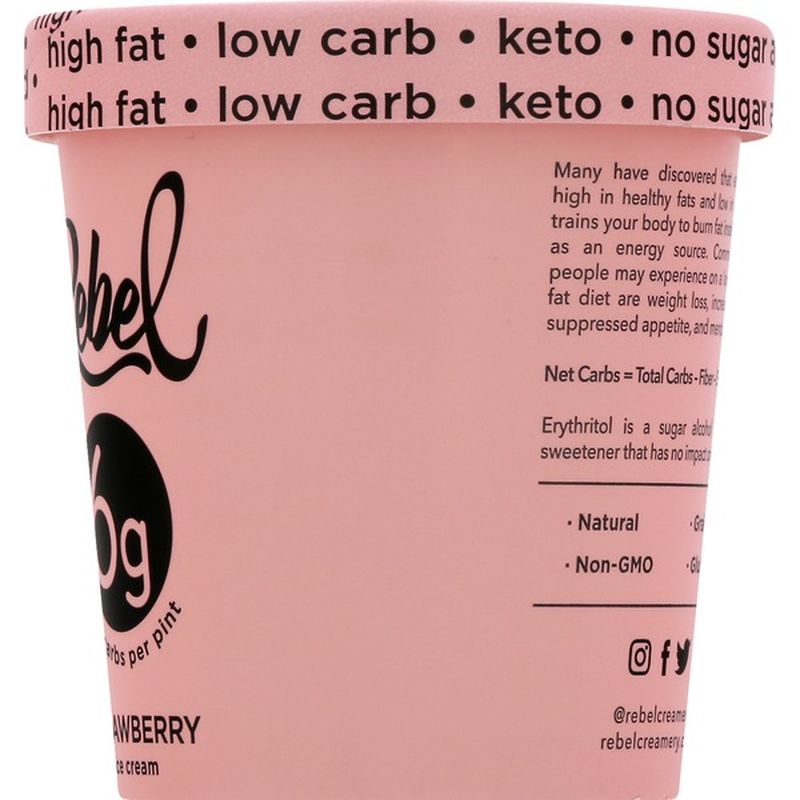 Rebel Ice Cream, Strawberry (1 pt) Instacart