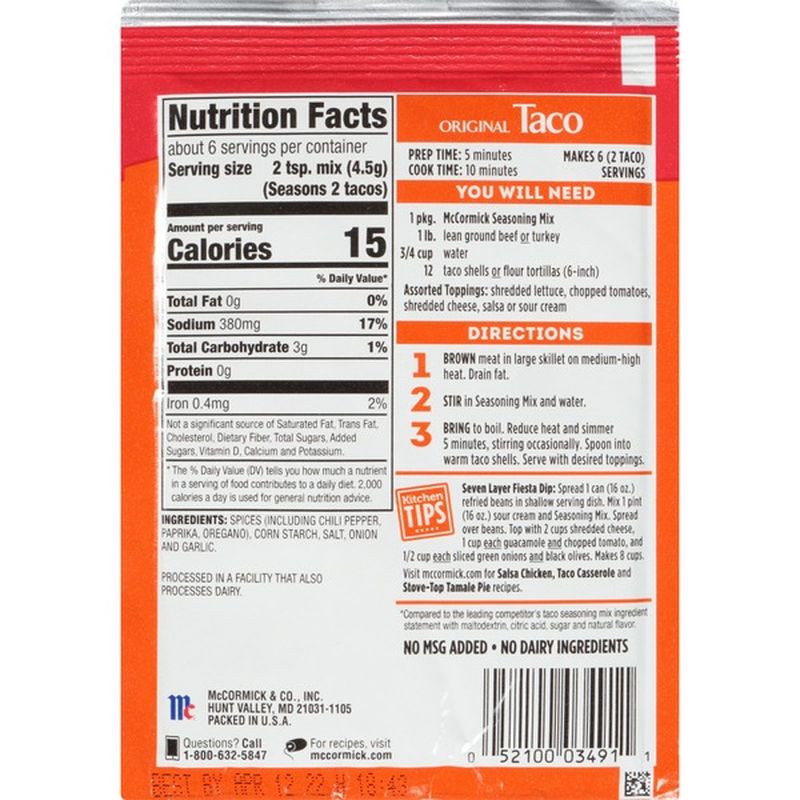 McCormick® Original Taco Seasoning Mix (1 oz) from Food4Less Instacart