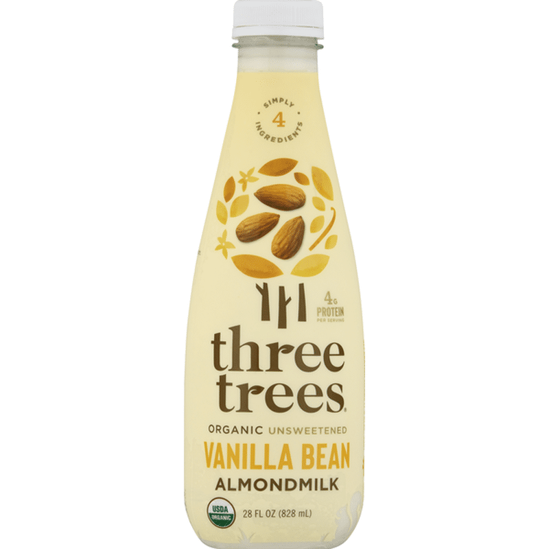 Three Trees Organic Unsweetened Vanilla Bean Almond Milk (28 fl oz