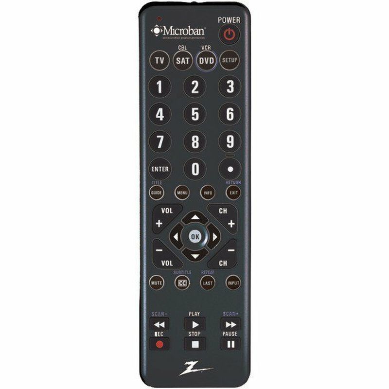 Zenith Black Zenith Zc300 Mb Microban 3 Device Universal Remote Control