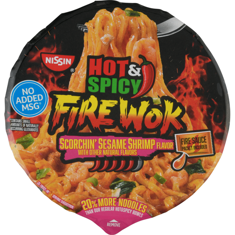 Nissin Hot & Spicy Fire Wok Scorchin' Sesame Shrimp Flavor Stir Fry Asian Noodles in Sauce (4.55