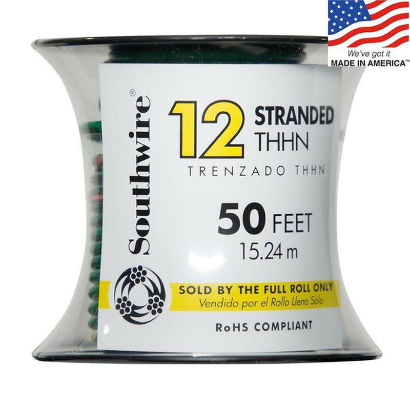 12-Gauge Stranded Green Copper THHN Wire