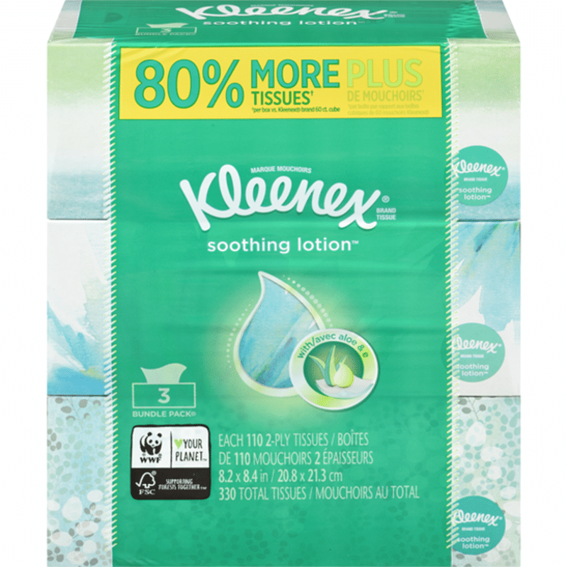 Kleenex Soothing Lotion Facial Tissues Flat Box (3 each) Instacart