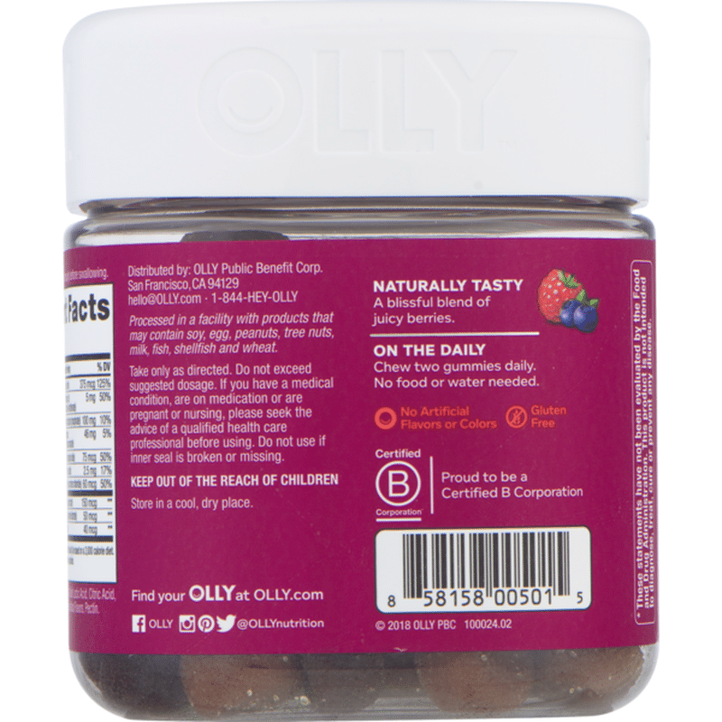Olly Multivitamin, Women's, The Perfect, Blissful Berry, Gummies, Jar