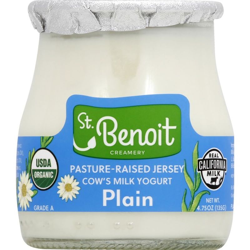 St. Benoit Creamery Plain Yogurt, Organic, A2, Pasture Raised (4.75 oz