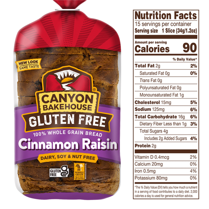 Canyon Bakehouse Gluten Free Cinnamon Raisin 100 Whole Grain Bread (18