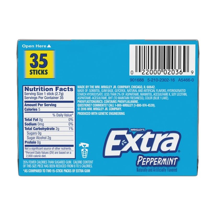 Extra Peppermint Sugarfree Gum stick (35 ct) Instacart