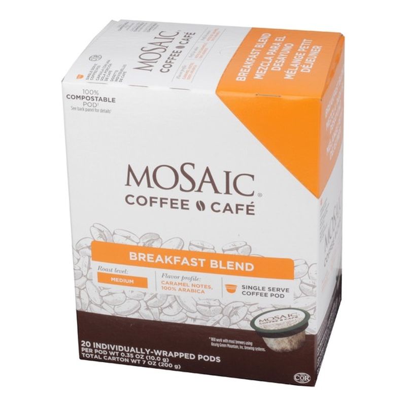 Mosaic Coffee Single Serve Breakfast Blend Coffee Pods (20 ct) - Instacart