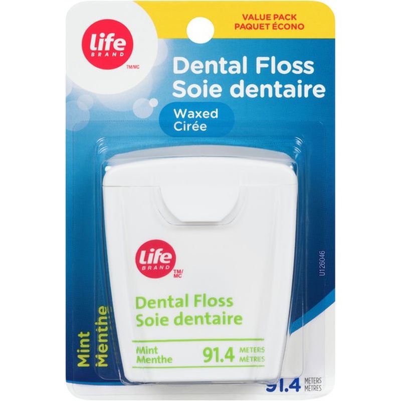 Life Brand Waxed Mint Dental Floss (91 m) Instacart