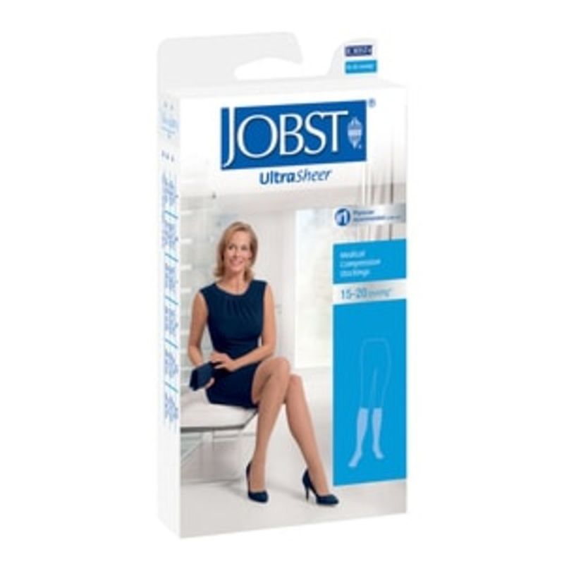 JOBST Beige Women's Ultra Sheer Moderate Support Open Toe Knee Highs