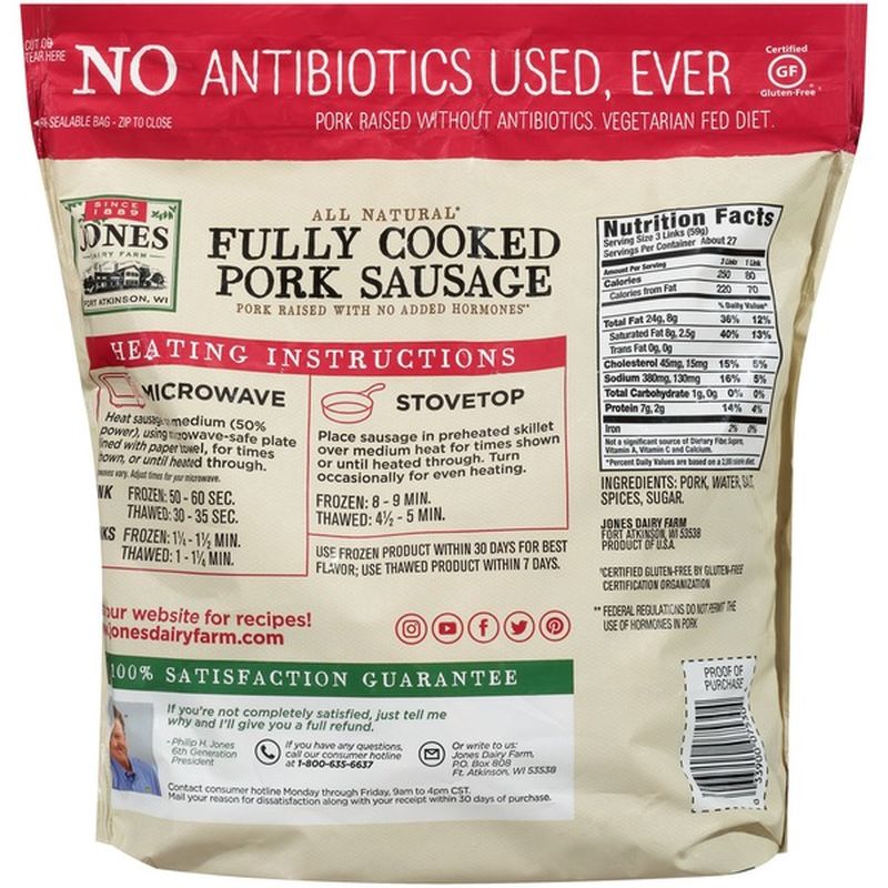 Jones Dairy Farm Fully Cooked Pork Sausage Links (56 oz) - Instacart