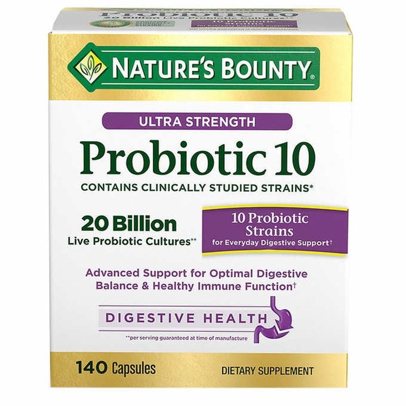 Nature's Bounty Ultra Strength Probiotic 10 Capsules, 140 ct (140 ct ...