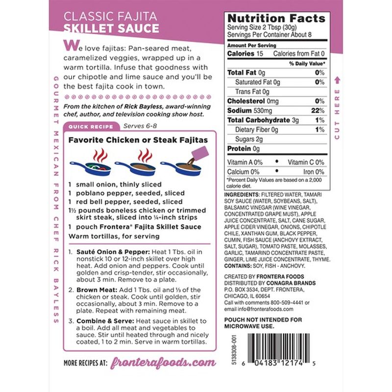 Frontera Classic Fajita Skillet Cooking Sauce