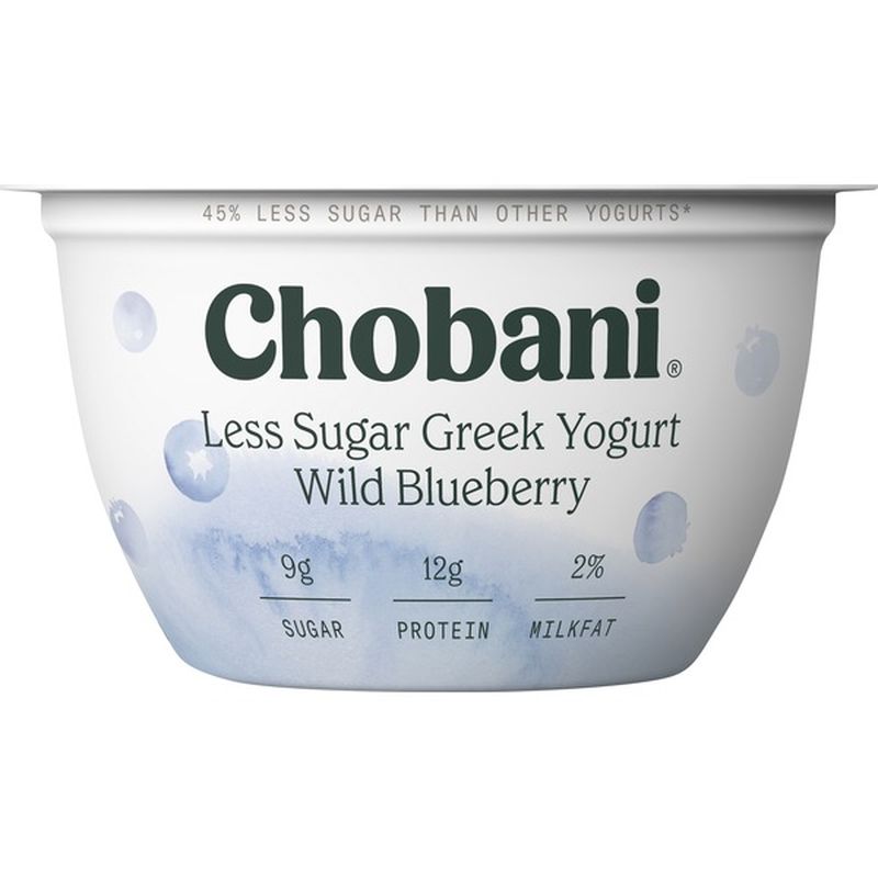 Chobani Greek Yogurt, Less Sugar, LowFat, Wild Blueberry (5.3 oz) from
