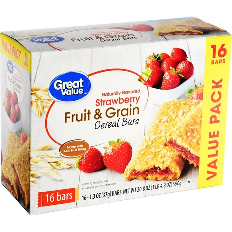 Great Value Cereal Bars Fruit And Grain Strawberry Value Pack 1 3 Oz Instacart