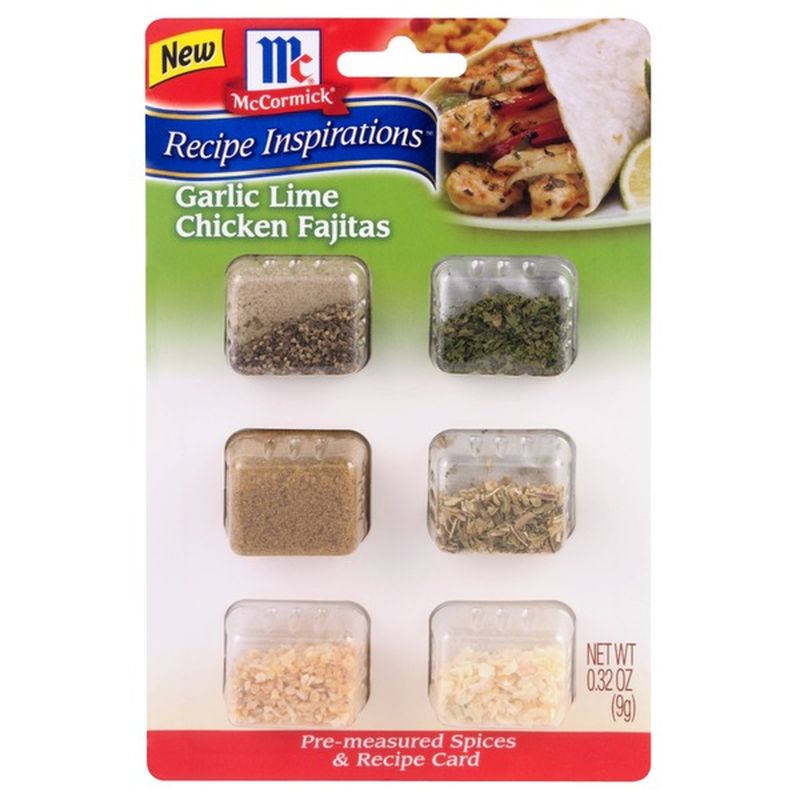 McCormick® Garlic Lime Chicken Fajitas Spices & Recipe Card (0.32 oz