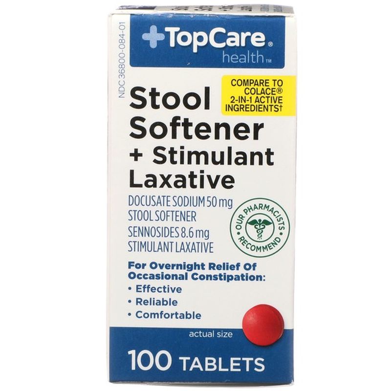 Top Care Stool Softener Docusate Sodium 50 Mg + Stimulant Laxative