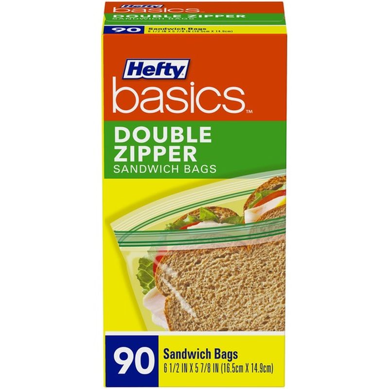 Hefty Basics Double Zipper Sandwich Bags 90 ct Box Hefty Basics Double