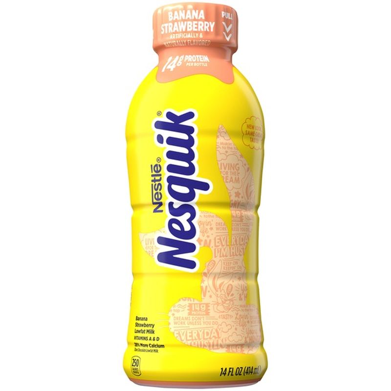 Nestle Nesquik Nestle Low Fat Banana Strawberry Milk, Pack of 12