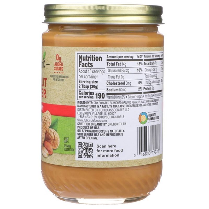 Full Circle Organic Peanut butter (16 oz) - Instacart