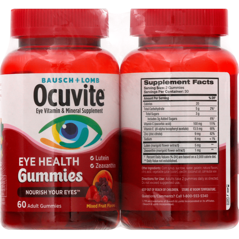 Ocuvite Eye Vitamin & Mineral Supplement Eye Health Gummies (60 each