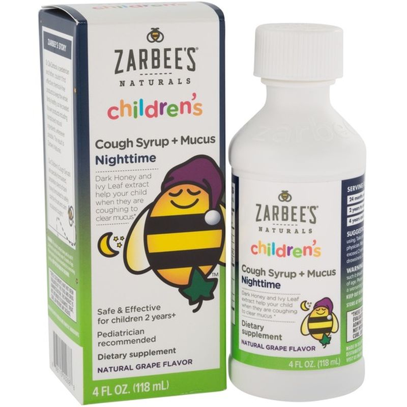 Zarbee's Naturals Children's Cough Syrup + Mucus Nighttime, Grape (4 fl