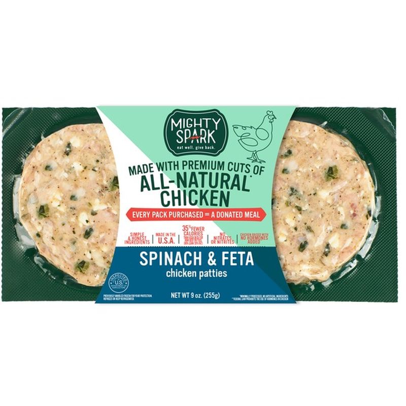 Mighty Spark Chicken Patties, Spinach & Feta (9 oz) Instacart