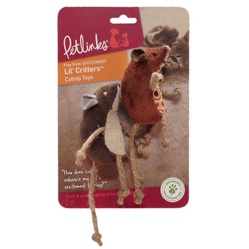 Worldwise Petlink Systems Lil' Critters Mice With Rope Legs Catnip Toys for Cats