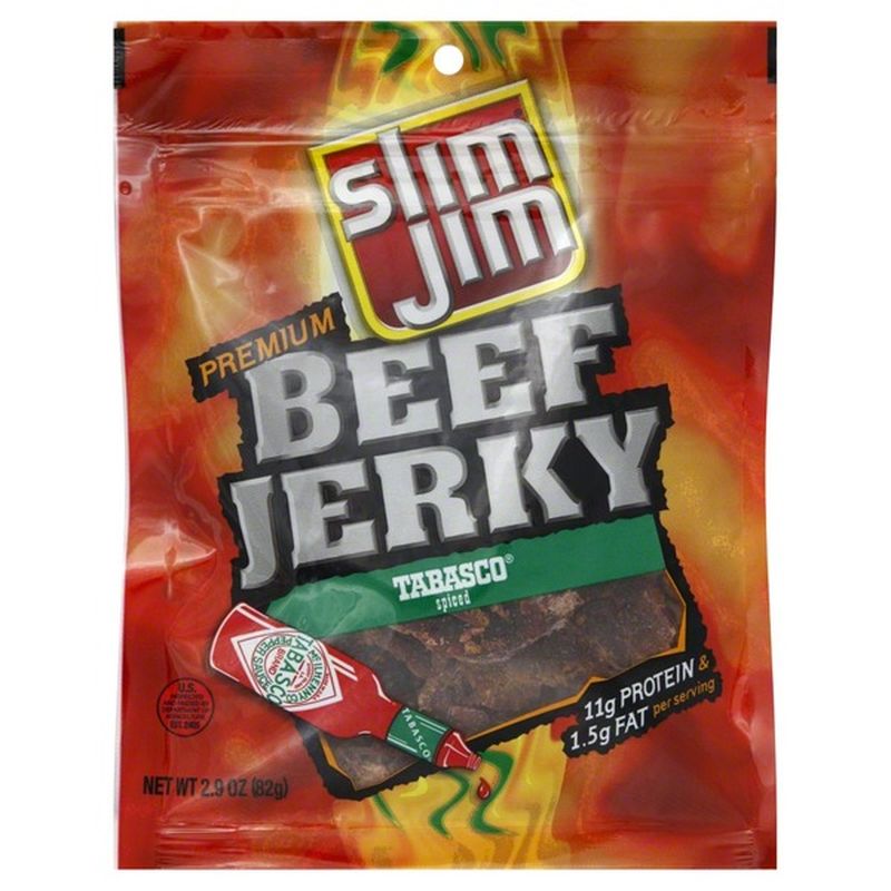 Slim Jim Beef Jerky, Premium, Tabasco Spiced (2.9 oz) - Instacart