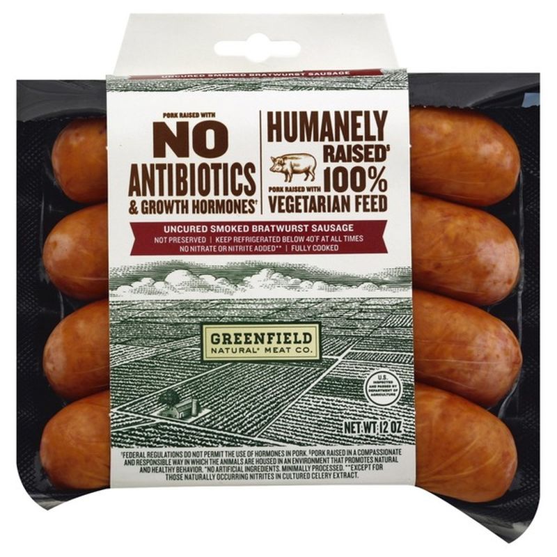 Greenfield Natural* Meat Co. Smoked Uncured Bratwurst Sausage (12 oz