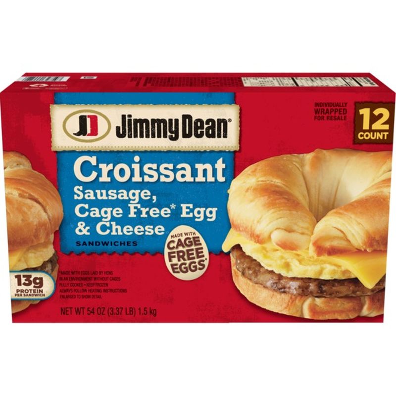 Jimmy Dean Sausage, Egg & Cheese Croissant Sandwiches, Frozen (12 ct ...