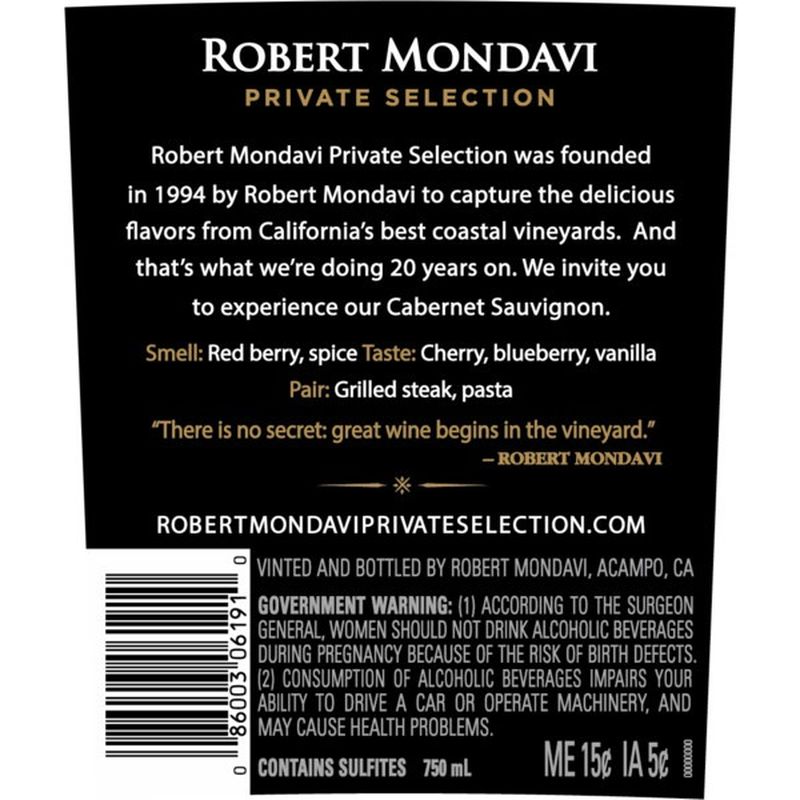 Robert Mondavi Private Selection Cabernet Sauvignon Red Wine