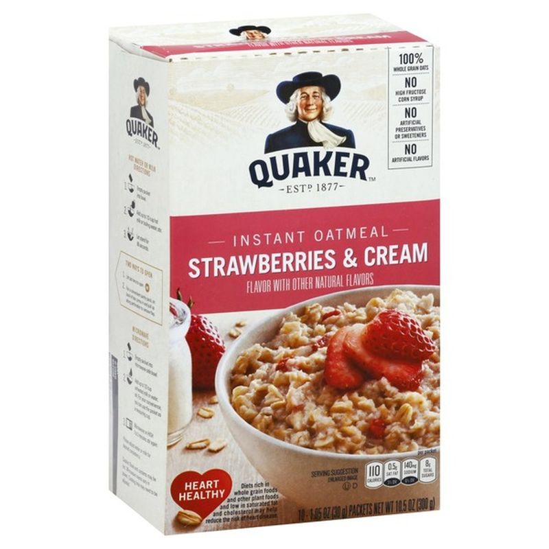 Quaker Strawberries and Cream Instant Oats Hot Cereal (10.5 oz) - Instacart