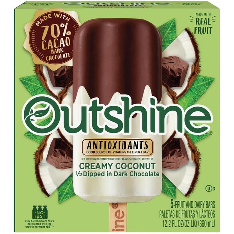 Outshine Antioxidants Creamy Coconut 1/2 Dipped in Dark Chocolate Fruit