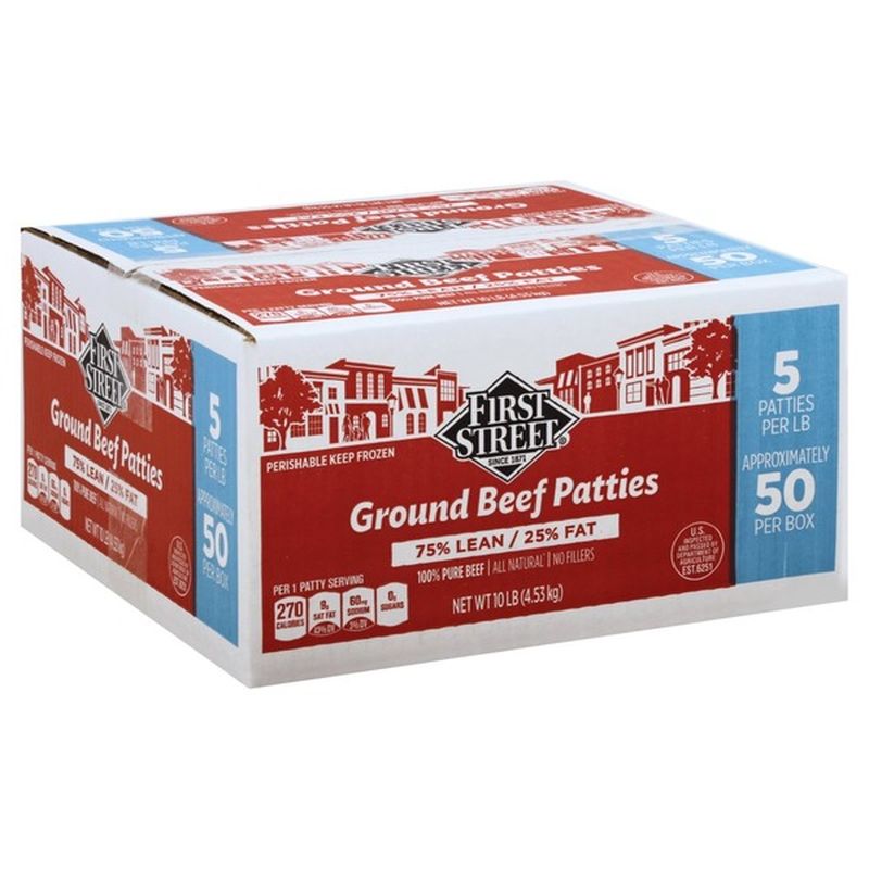 First Street Ground Beef Patties, 75/25 (10 lb) from Smart & Final